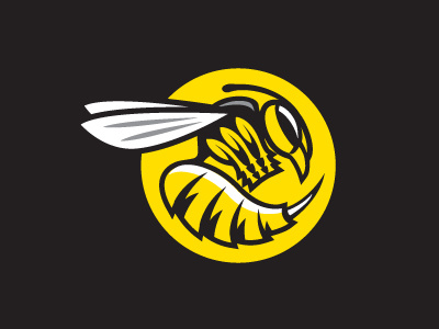 Buzzin' black illustration logo wasp yellow