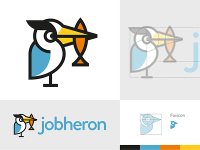 jobheron animal bird branding fish fishing heron icon illustration illustrator jobs jobsite line logo minimal recruitment