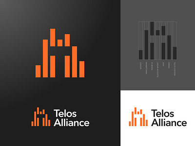 Telos Alliance audio bars broadcast equalizer frequency icon logo negative space radio sound t type