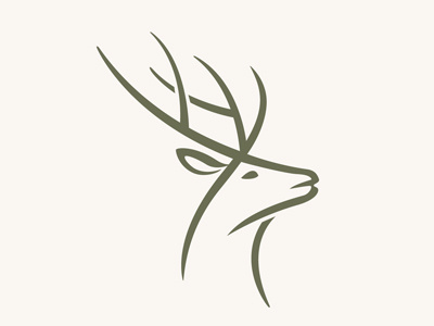 Grizedale line version animal antlers deer green hotel illustration logo