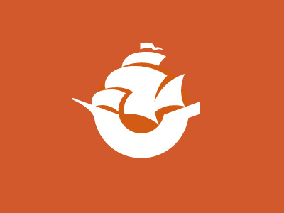 Carraca boat carack illustration logo orange ship