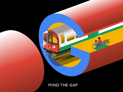 Mind the Gap google illustration isometric mind the gap subway train underground