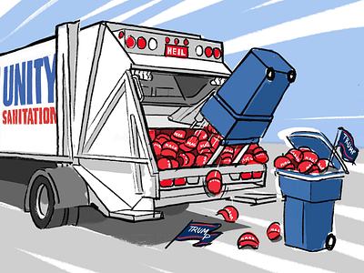 Reset biden cartoon illustration president procreate truck trump unity