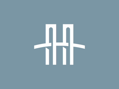 Hudson Heights arch blue bridge h hudson icon illustration logo manhattan negative space new york type