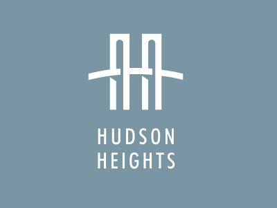 Hudson Heights blue bridge h hudson manhattan icon illustration logo negative space new york type