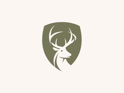 Stag animal antlers deer green illustration logo mark shield stag