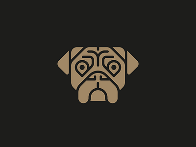 Pug boxer dog icon illustration logo pug