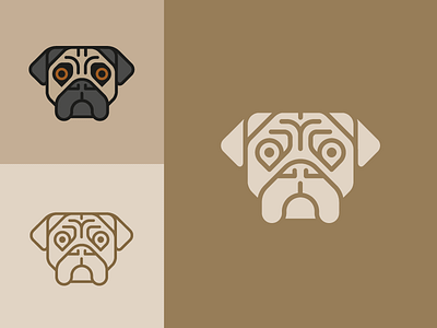 Pugly boxer dog icon illustration logo pug