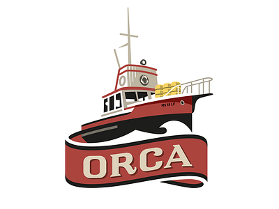 Orca boat crest fishing illustration jaws logo orca shark ship type vector
