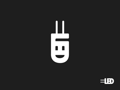 LED bulb face icon led light logo mark minimal smile symbol