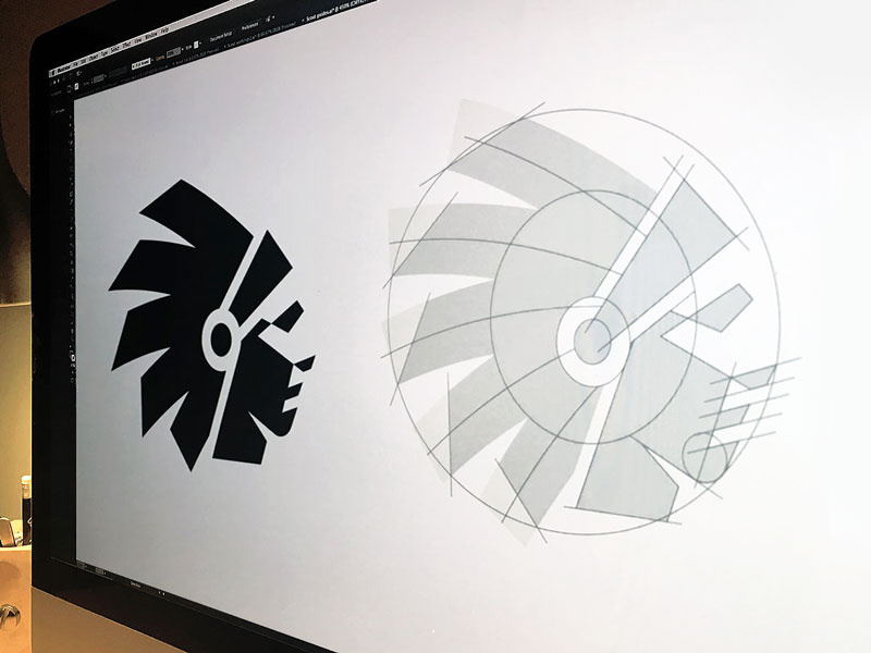 Scout grid identity indian head negative space illustration logo icon native american chief