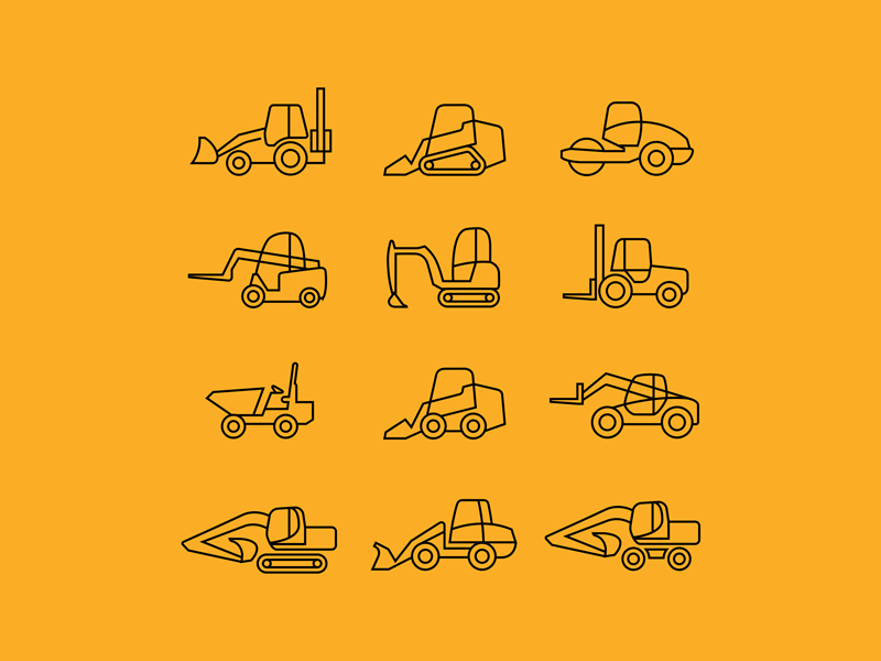Construction machinery rental - 3 transport machinery construction vector illustrator illustration ux ui icon logo