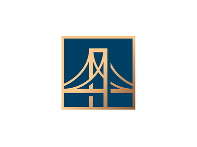 Bridge pier badge bridge gold icon illustration logo nyc pin