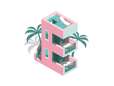 Miami Heat 36 days of type e florida icon illustration isometric logo miami palm tree pink type vacation