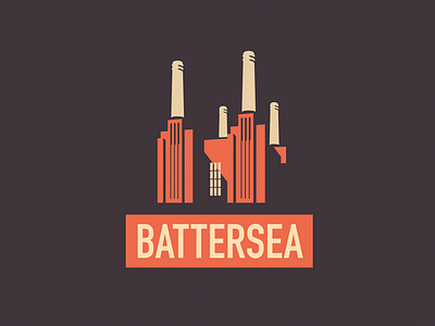 Battersea architecture art deco battersea icon illustration logo london negative space power station vector