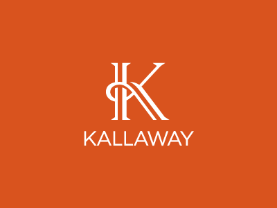 Kallaway identity k logo orange pr typography