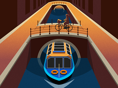 Amsterdam 36daysoftype a amsterdam boat bridge cycle illustration logo type typography vector