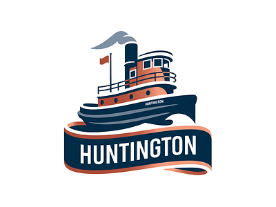 Huntington boat branding heritage illustration illustrator logo nyc ship tugboat type vector