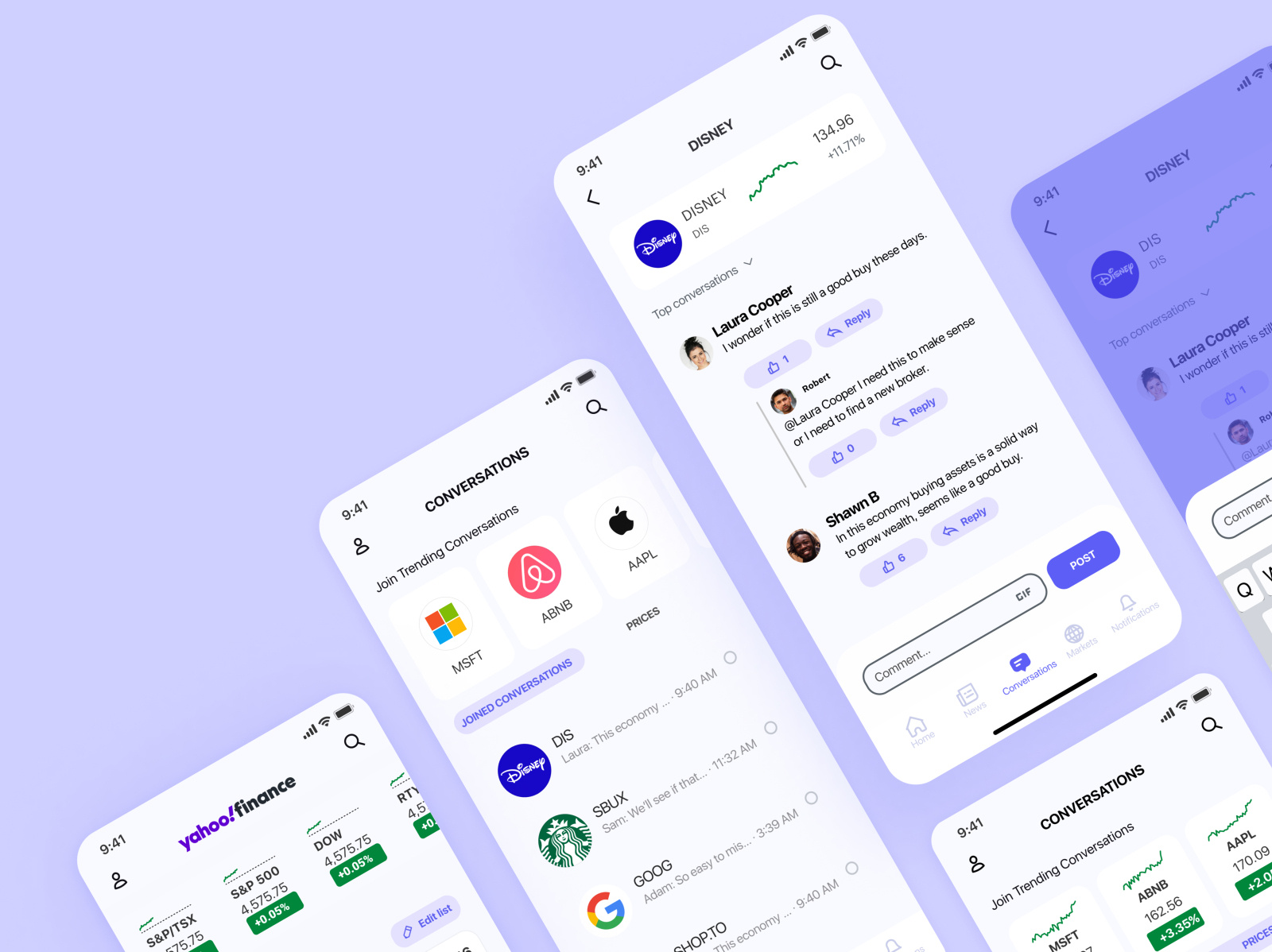 Yahoo Finance Conversations Concept by Derrik Campbell on Dribbble