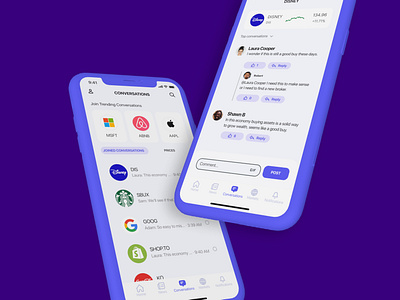 Yahoo Finance Concept - Stock Conversations 3d brands business finance invest people prices purple social stocks ui ui design value