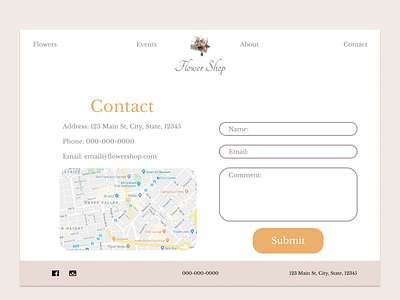 Contact + Form For Florist Theme concept design figma flowers flowershop simple web