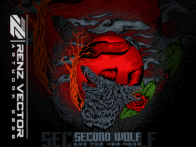 SECOND WOLF AND THE RED MOON apparel brand identity design illustration merchandise t shirt woldesign woldesign wolf wolfart wolfillustration