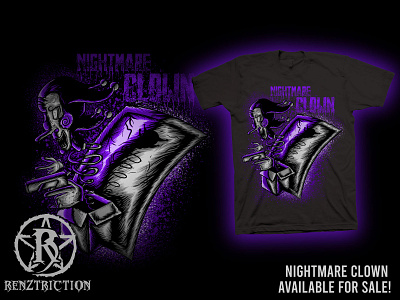 Nightmare Clown T-shirt Design apparel clothdesign clown clown nightmae clown t shirt dark art illustration nightmare t shirt design