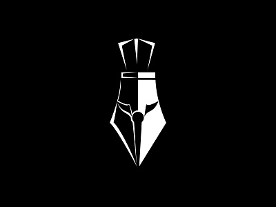 Pen Spaartan Logo black business company creative design epic gladiator graphic head helmet knight metal pen protection roman spartan template vector warrior writer