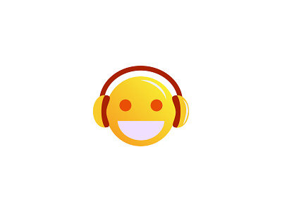 Funy Emotion Headphone cartoon character cute emoticon emotion face flat fun funny graphic happy icon logo mascot modern music smile symbol vector young