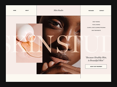 Skin Studio Website Header booking fashion layout minimal minimalist modern photography serif skincare typography web design website