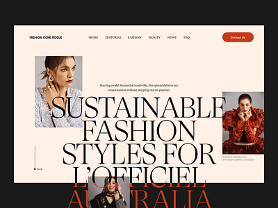 Fashion Website Header blog editorial editorial design fashion fashion design header layout minimal modern newsfeed photography serif typography web design website whitespace