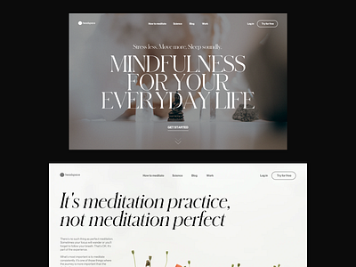 Mindfulness Website fashion layout meditation mindfulness minimal modern photography typography web design website whitespace yoga