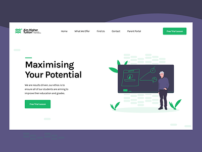 Aim Higher Tuition Website header illustration illustration art layout learning learning platform minimal minimalist modern tuition typography web design website