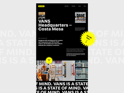 Daily Office - Vans Headquartes Page daily office fashion interior interiordesign layout minimal modern office office design office space photography shoe brand shoe design skateboard typography website