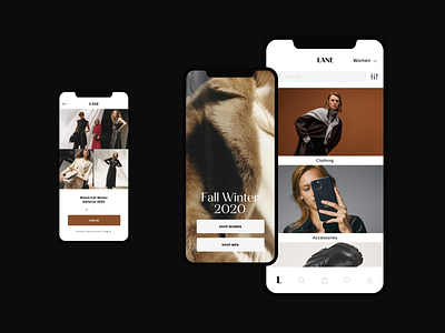 Lane Fashion Mobile App app design ecommerce ecommerce app ecommerce shop editorial fashion fashion app fashion brand fashion design layout minimal minimalist mobile screen modern photography typography