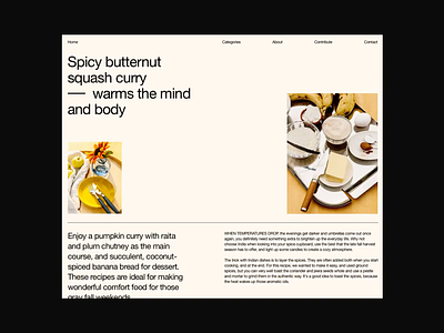 Food Blog Page blog blog design food food blog layout minimal minimalist minimalistic modern photography typography webdesign website whitespace