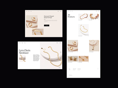 Jewelry Ecommerce Design Concept ecommerce ecommerce design fashion jewellery jewelry jewelry design layout minimal necklaces photography product page typography web design whitespace