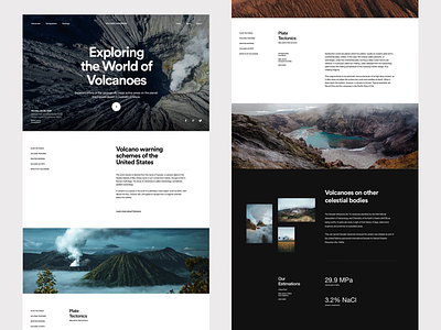 Volcanoes of the World Homepage design layout minimal modern nature photography typography volcanoes web design website website concept website design whitespace