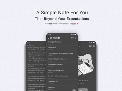 DuckNote - A Simple Note for You app design mobile design note app ui ux