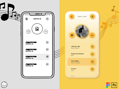 From low fidelity sketch to neumorphic high fidelity Music App