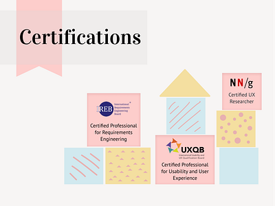 Certifications page - UX Portfolio blocks building blocks certification clean concept design figma illustration pink portfolio vector