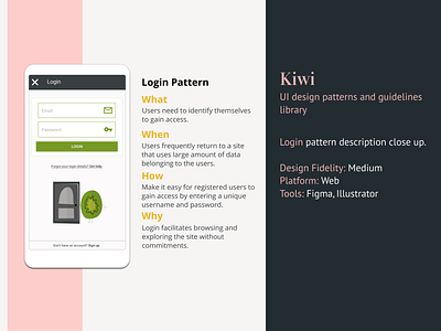 Kiwi - UI design patterns and guidelines library clean design figma flat illustration pattern portfolio ui design ux design vector web design