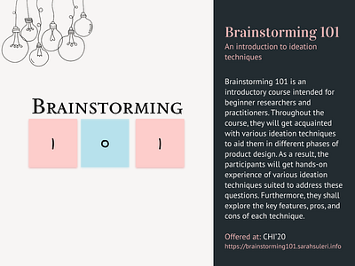 Brainstorming 101 brainstorming course design illustration portfolio ux design workshop