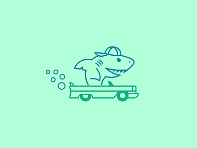 Landshark blue bubbles car car wash clean clean design cruise drive fresh hat illustration logo mint mint green monoweight shark teal teeth wash