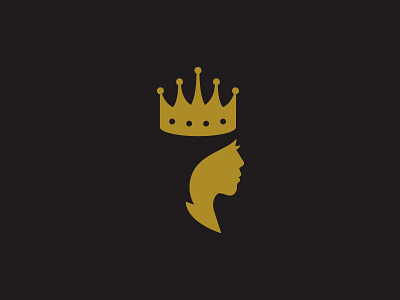 Barber Queen barber barbershop black charcoal crown design elevated gold hair haircut icon logo logomark portrait quality queen royal silhouette style woman