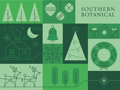 Southern Botanical Holiday Creative botanical christmas creative holiday illustration presents season snow snowflakes southern tree
