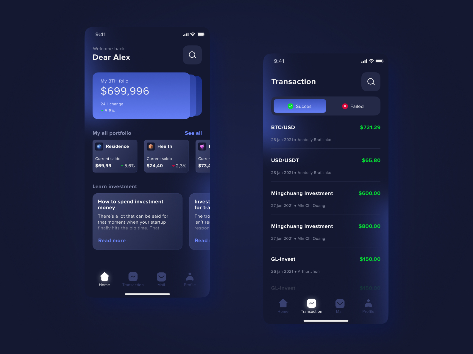 Investment app UX/UI by Roman Ovcharenko on Dribbble