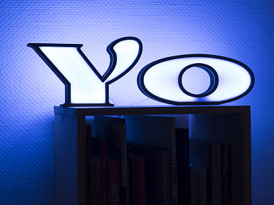 Yo - Light graphic design lettering light object product design type typogaphy woodiol