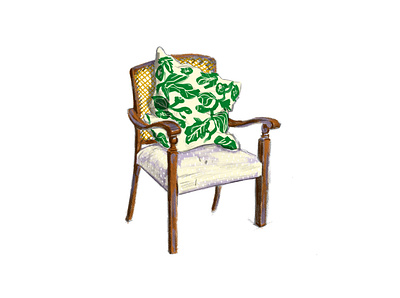 Chair with Cushion illustration ipad drawing still life