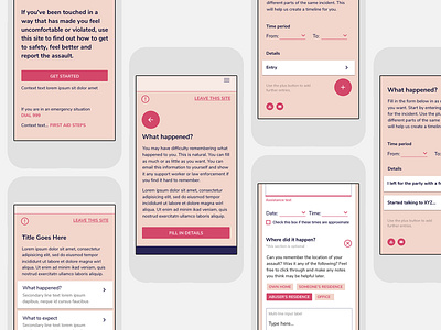 Prototype screens for survivors of sexual assault resource